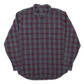 NAUTICA Mens Red & Grey Check Shirt L Classic Fit Cotton Blend Casual