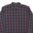 NAUTICA Mens Red & Grey Check Shirt L Classic Fit Cotton Blend Casual
