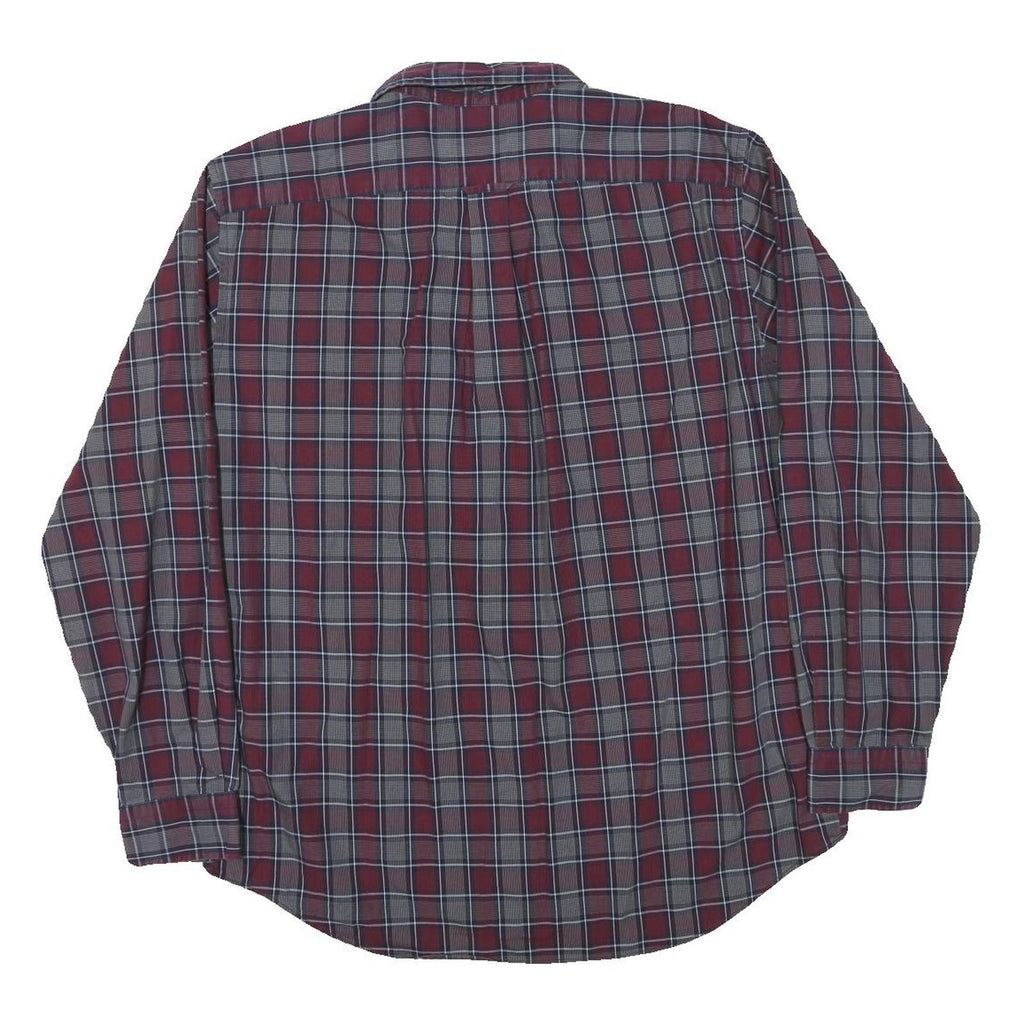 NAUTICA Mens Red & Grey Check Shirt L Classic Fit Cotton Blend Casual