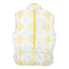 KAELIN Womens White & Yellow Nylon Sleeveless Zip Jacket L Lightweight Patterned