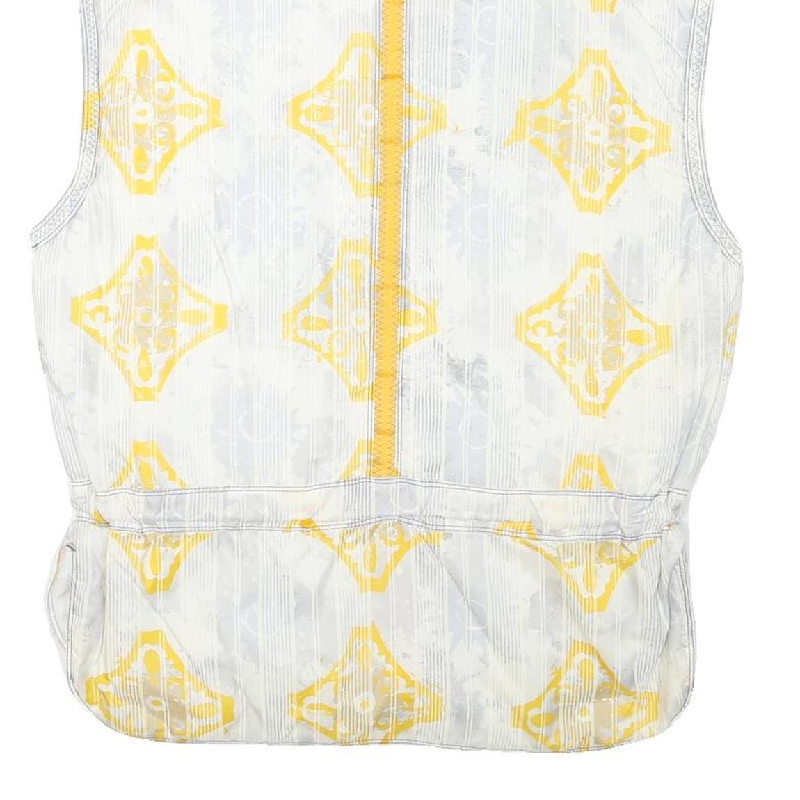 KAELIN Womens White & Yellow Nylon Sleeveless Zip Jacket L Lightweight Patterned