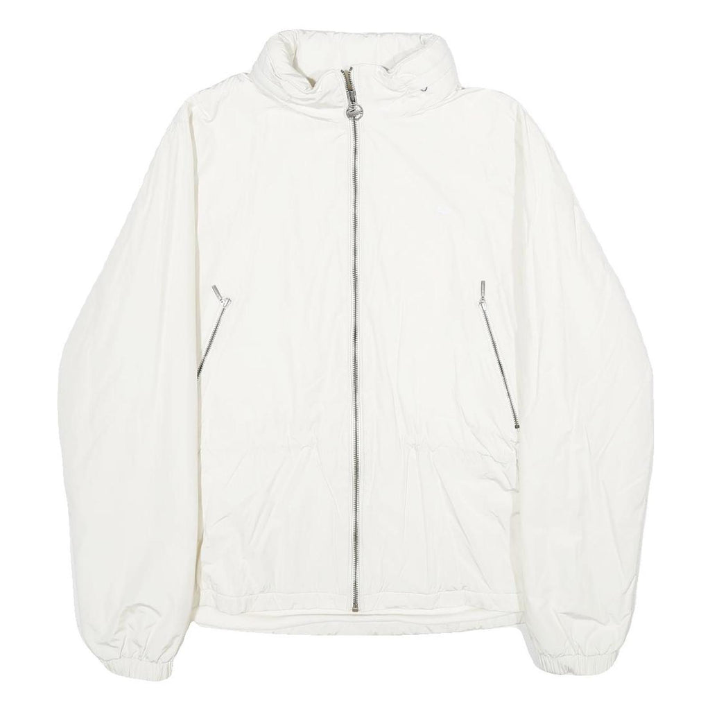 LACOSTE Womens White Jacket UK 16 Polyester Blend Plain Zip Closure Casual