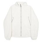 LACOSTE Womens White Jacket UK 16 Polyester Blend Plain Zip Closure Casual