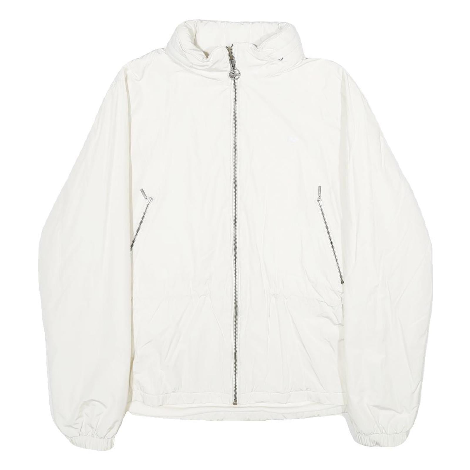 LACOSTE Womens White Jacket UK 16 Polyester Blend Plain Zip Closure Casual