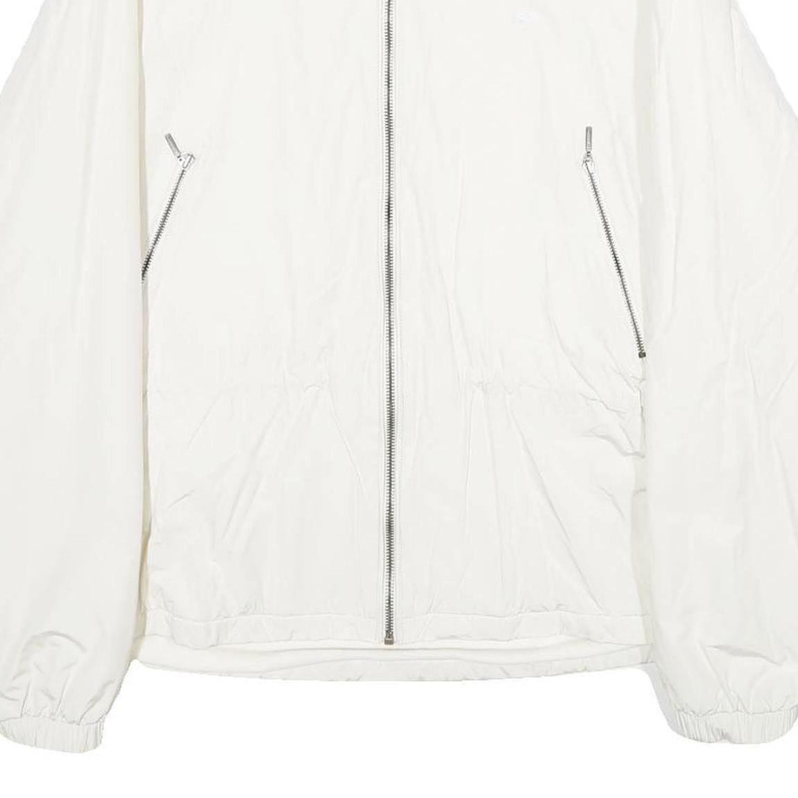 LACOSTE Womens White Jacket UK 16 Polyester Blend Plain Zip Closure Casual