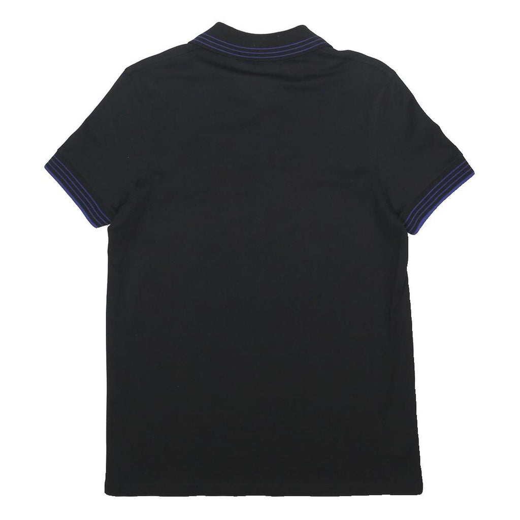 SAINT LAURENT Mens Black Polo Shirt S Cotton Embroidered Script Short Sleeve