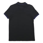 SAINT LAURENT Mens Black Polo Shirt S Cotton Embroidered Script Short Sleeve