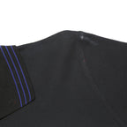 SAINT LAURENT Mens Black Polo Shirt S Cotton Embroidered Script Short Sleeve