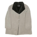 CLAUDE HARVEY Womens Grey Black Faux Fur Collar Jacket XL Polyester Blend Button