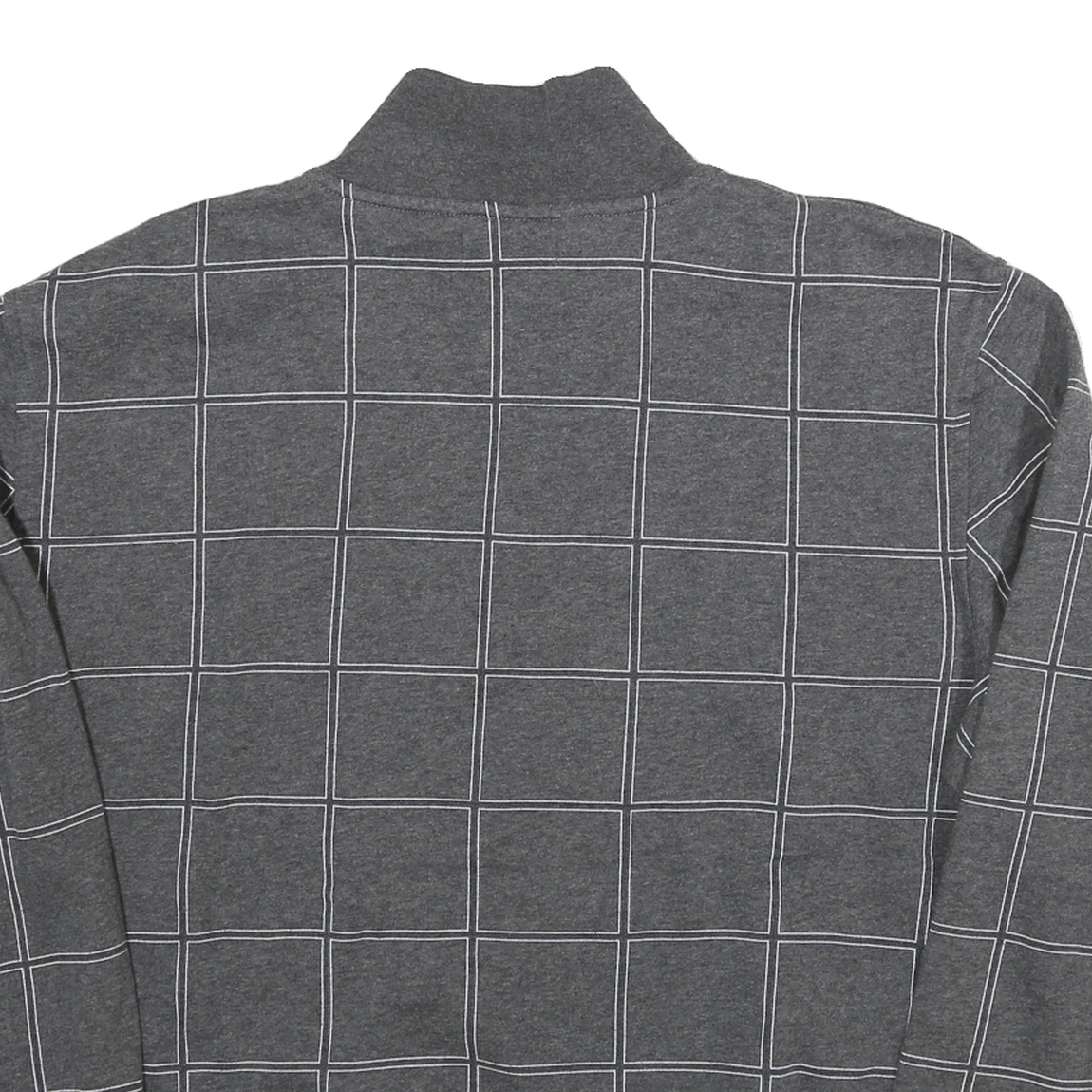 NAUTICA Mens Grey Cotton Blend Check Sweatshirt L Quarter Zip Casual