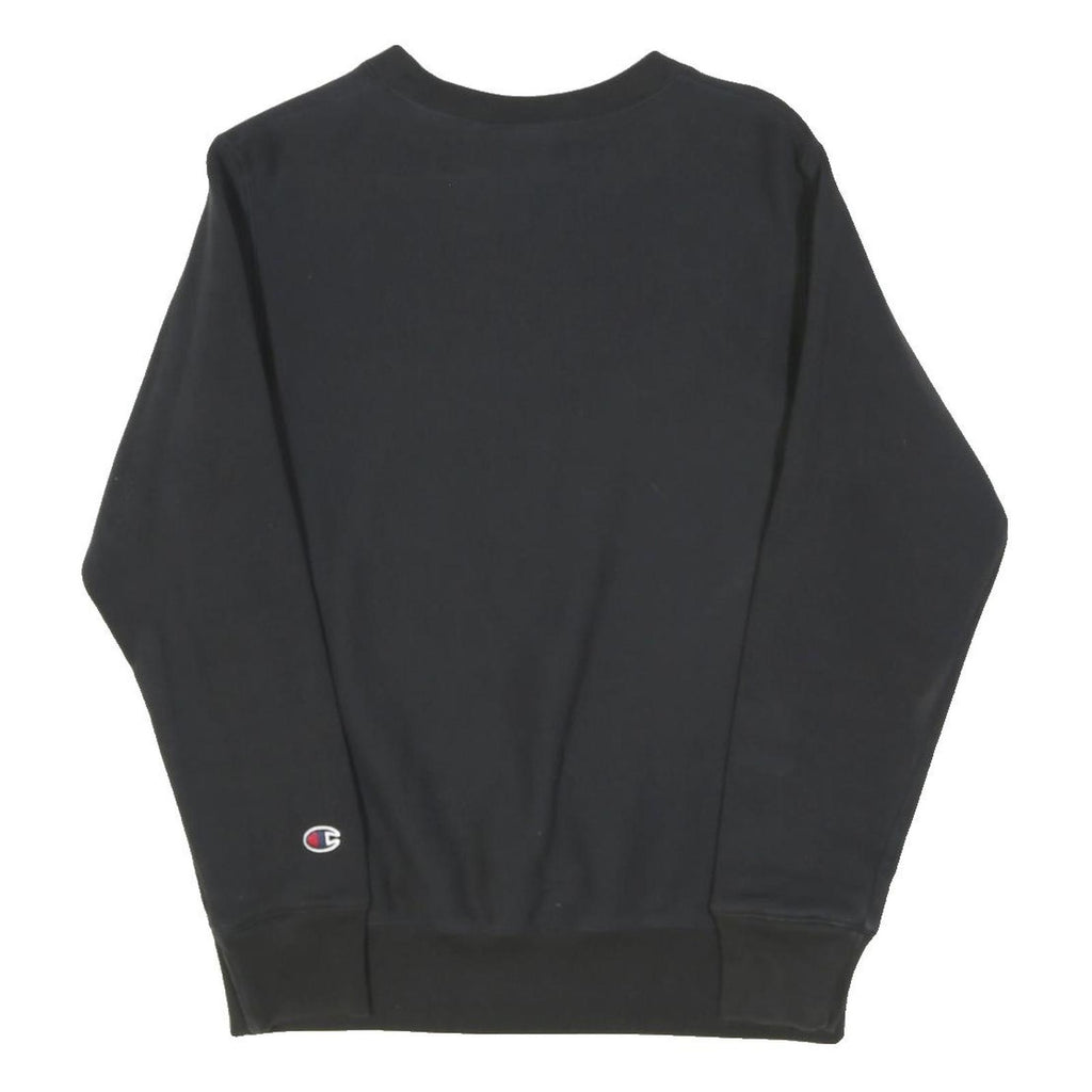 CHAMPION Womens Black Crew Neck XS Cotton Blend Sweatshirt Logo Embroidered