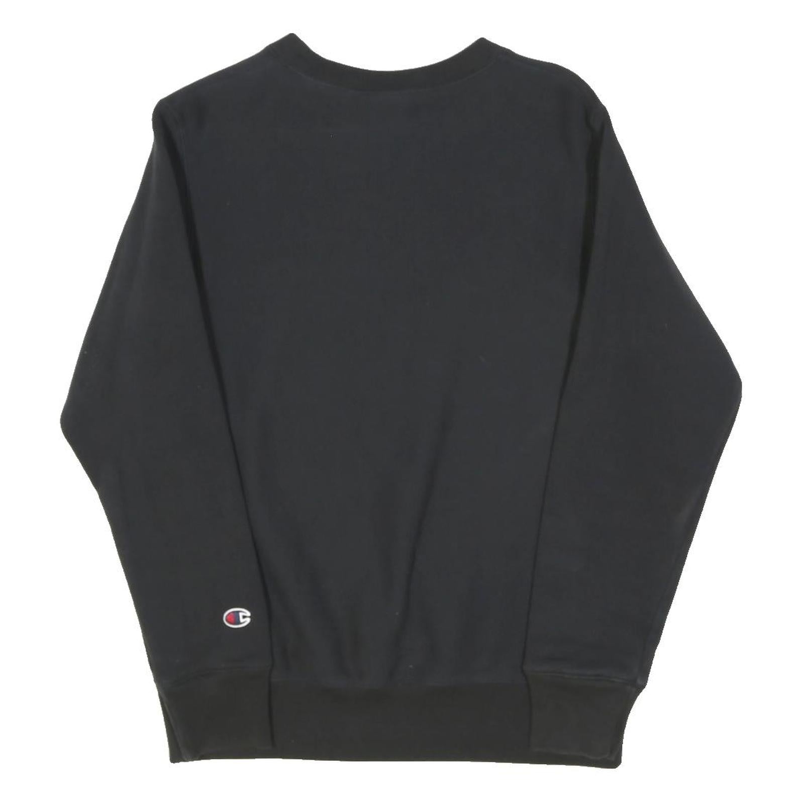 CHAMPION Womens Black Crew Neck XS Cotton Blend Sweatshirt Logo Embroidered