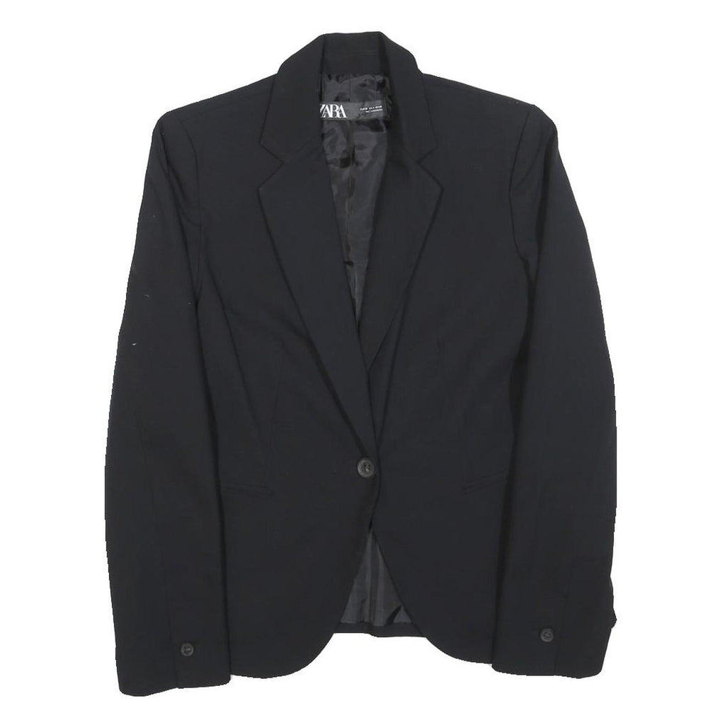 ZARA Womens Black Classic Jacket S Polyester Blend Button Plain Elegant