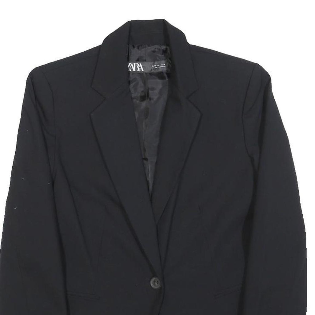 ZARA Womens Black Classic Jacket S Polyester Blend Button Plain Elegant