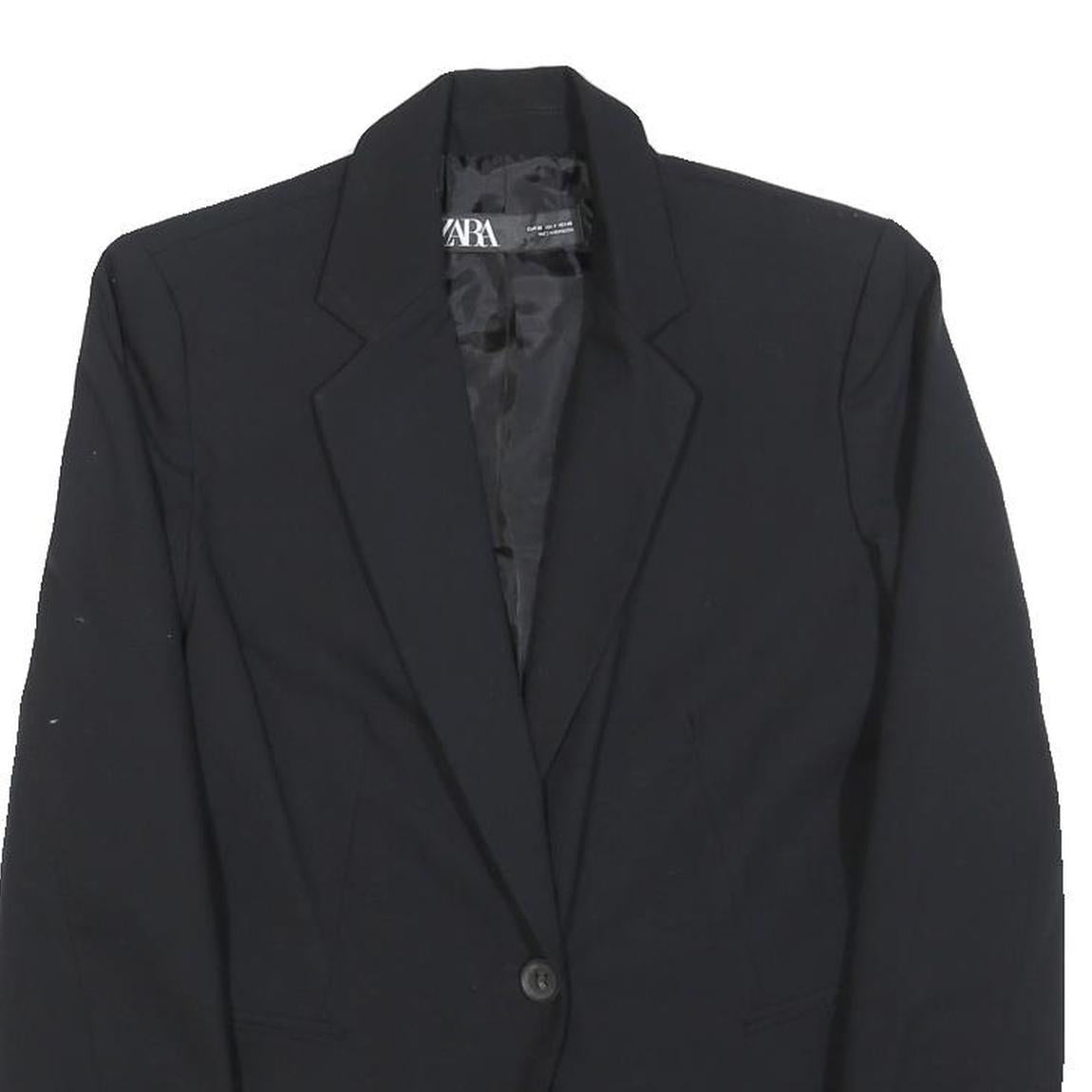 ZARA Womens Black Classic Jacket S Polyester Blend Button Plain Elegant