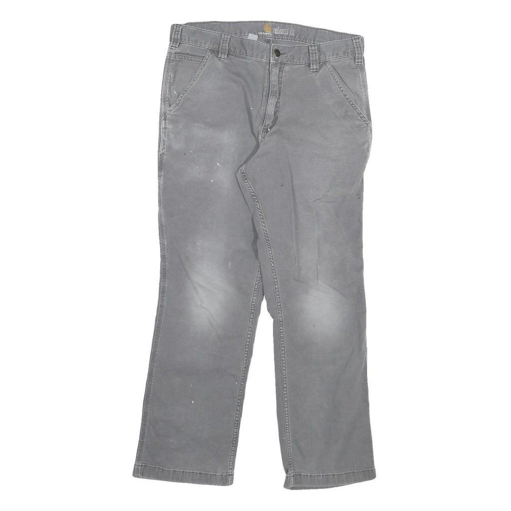 CARHARTT Mens Cotton Blend Grey Relaxed Fit Straight Leg Trousers W32 L28