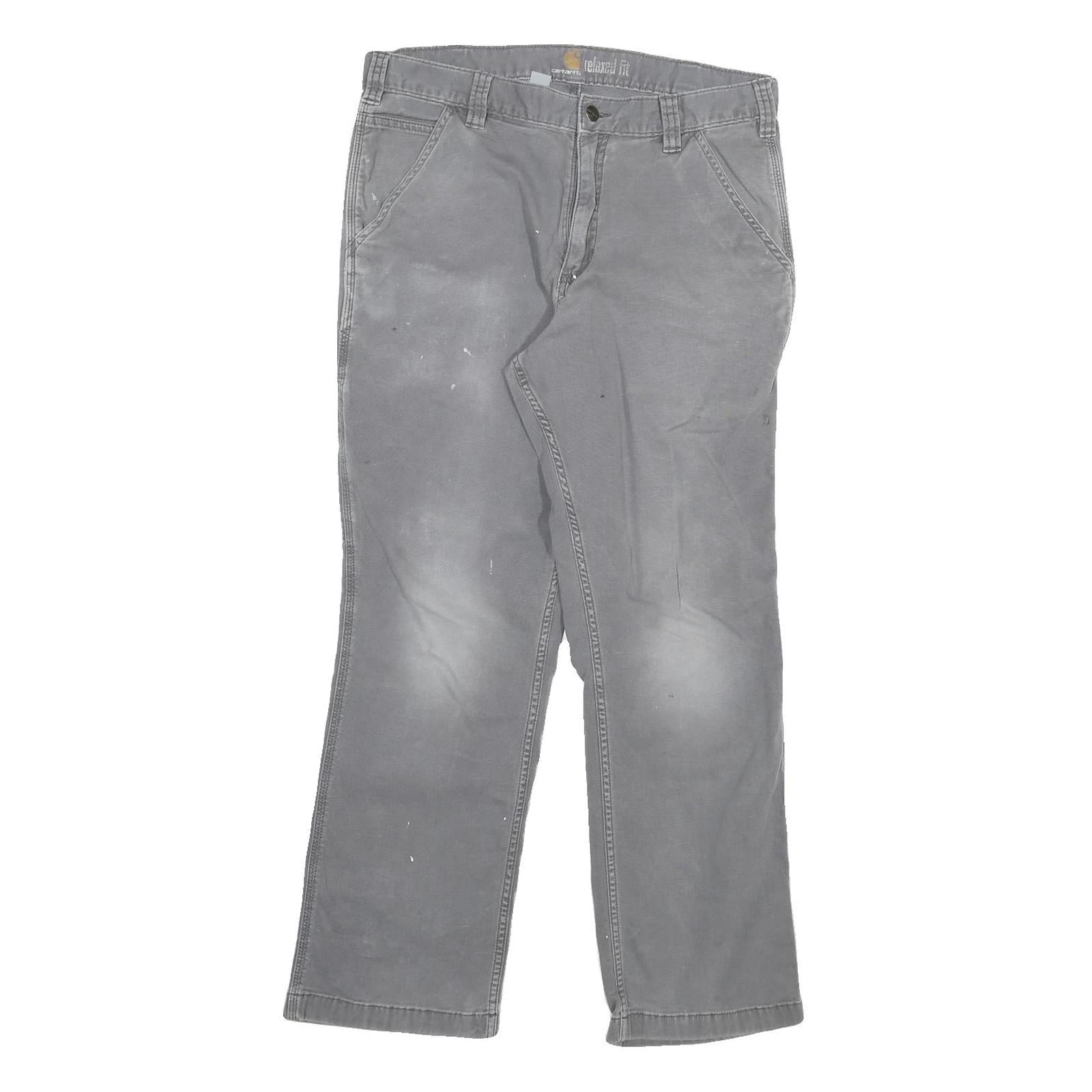 CARHARTT Mens Cotton Blend Grey Relaxed Fit Straight Leg Trousers W32 L28