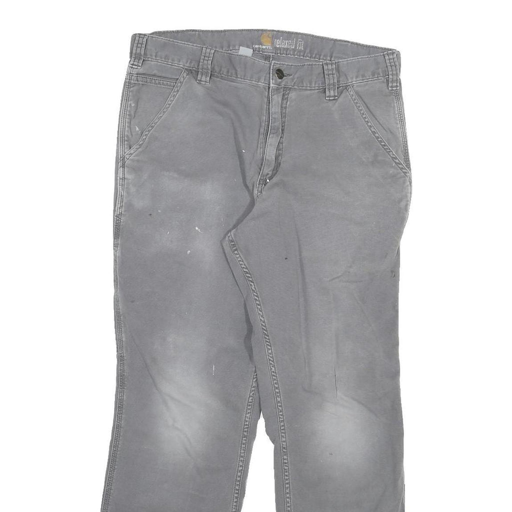 CARHARTT Mens Cotton Blend Grey Relaxed Fit Straight Leg Trousers W32 L28