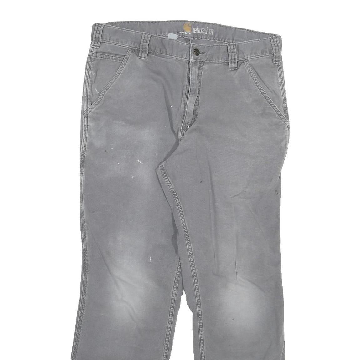 CARHARTT Mens Cotton Blend Grey Relaxed Fit Straight Leg Trousers W32 L28