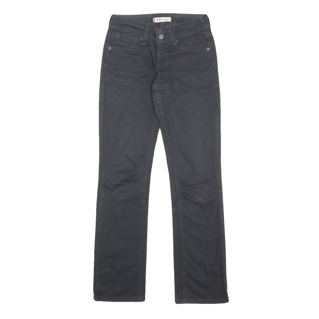 LEVI'S 470 Womens Jeans Black Regular Straight Denim W27 L32 Zip