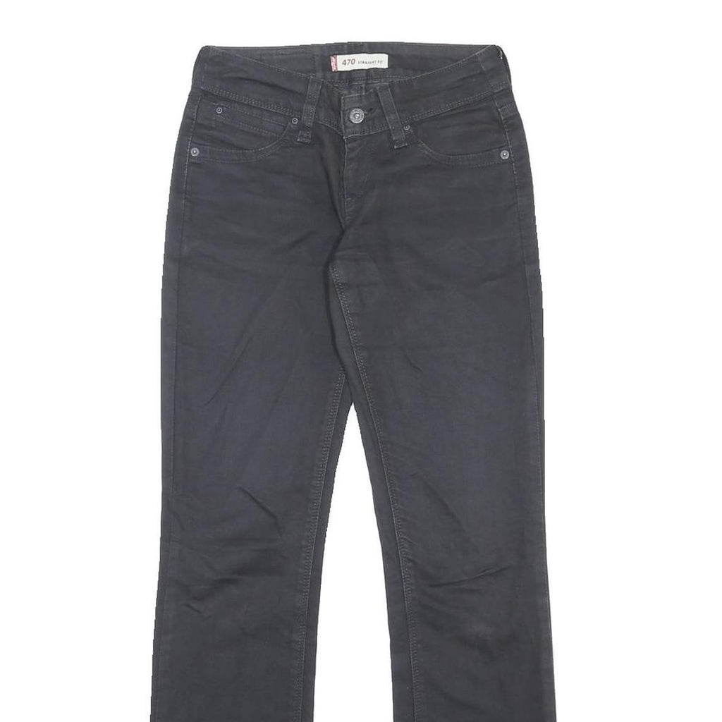 LEVI'S 470 Womens Jeans Black Regular Straight Denim W27 L32 Zip