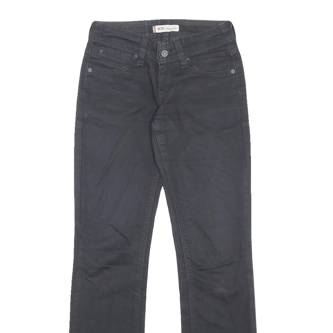 LEVI'S 470 Womens Jeans Black Regular Straight Denim W27 L32 Zip