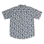 BENCHLINE Mens Blue & White Floral Cotton Shirt L Casual Summer Short Sleeve