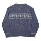 WOOLRICH Womens Blue Patterned Zip Jumper Crew Neck Chunky Knit M Winter Comfort