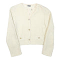 YES OR NO Womens Cream Button Jacket S Acrylic Blend Textured Classic