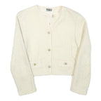 YES OR NO Womens Cream Button Jacket S Acrylic Blend Textured Classic