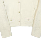 YES OR NO Womens Cream Button Jacket S Acrylic Blend Textured Classic