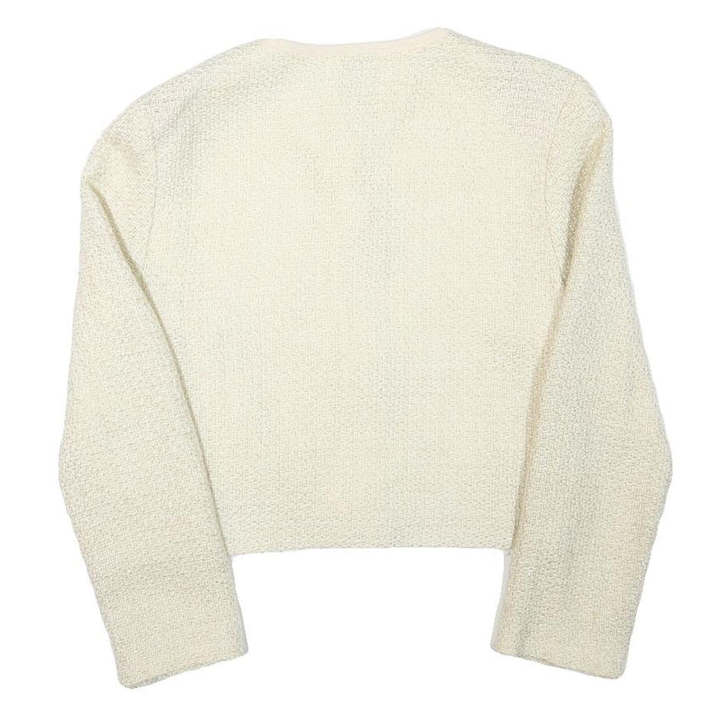 YES OR NO Womens Cream Button Jacket S Acrylic Blend Textured Classic