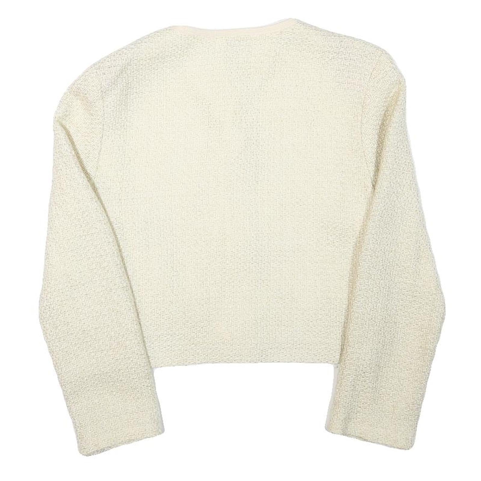 YES OR NO Womens Cream Button Jacket S Acrylic Blend Textured Classic