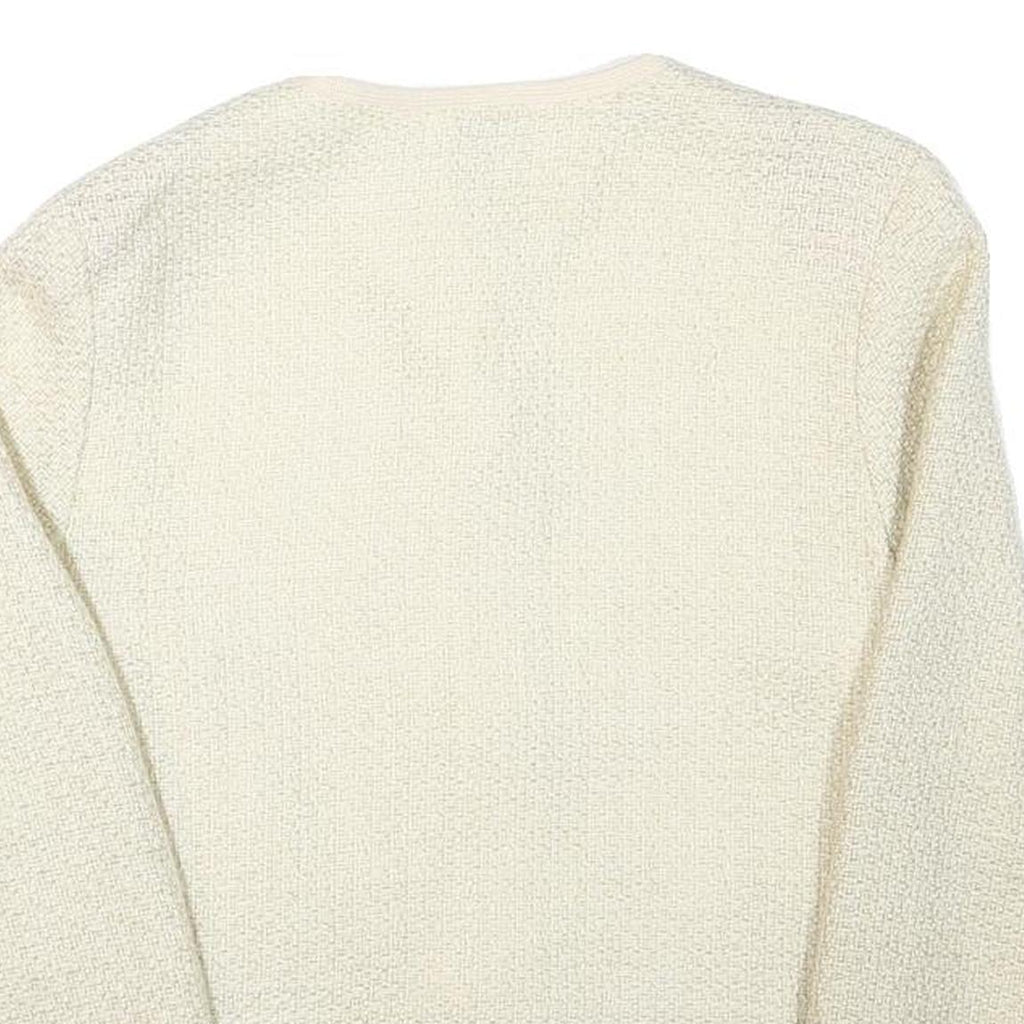 YES OR NO Womens Cream Button Jacket S Acrylic Blend Textured Classic