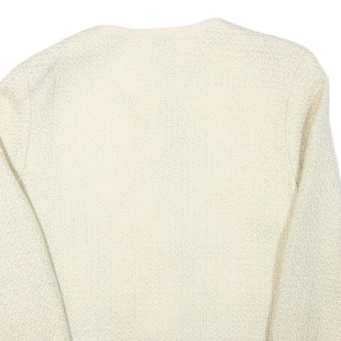 YES OR NO Womens Cream Button Jacket S Acrylic Blend Textured Classic