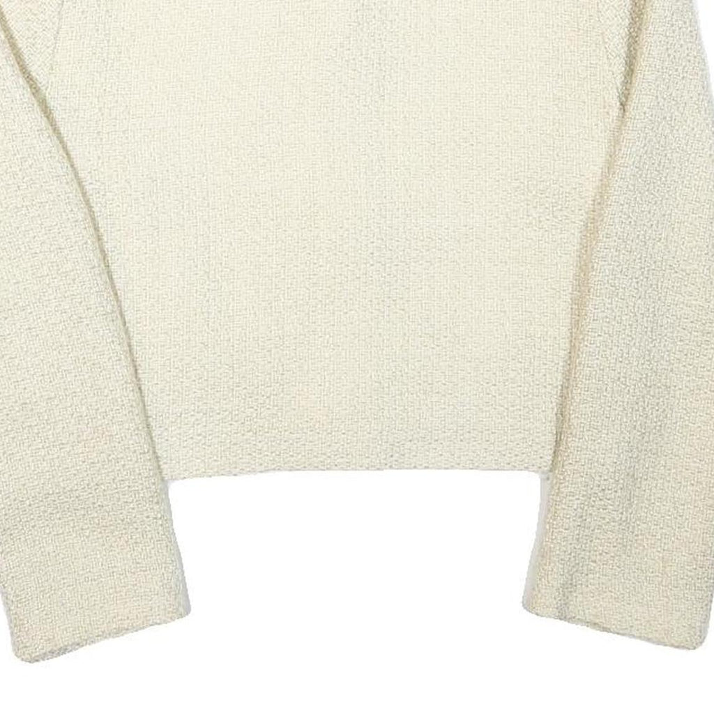 YES OR NO Womens Cream Button Jacket S Acrylic Blend Textured Classic