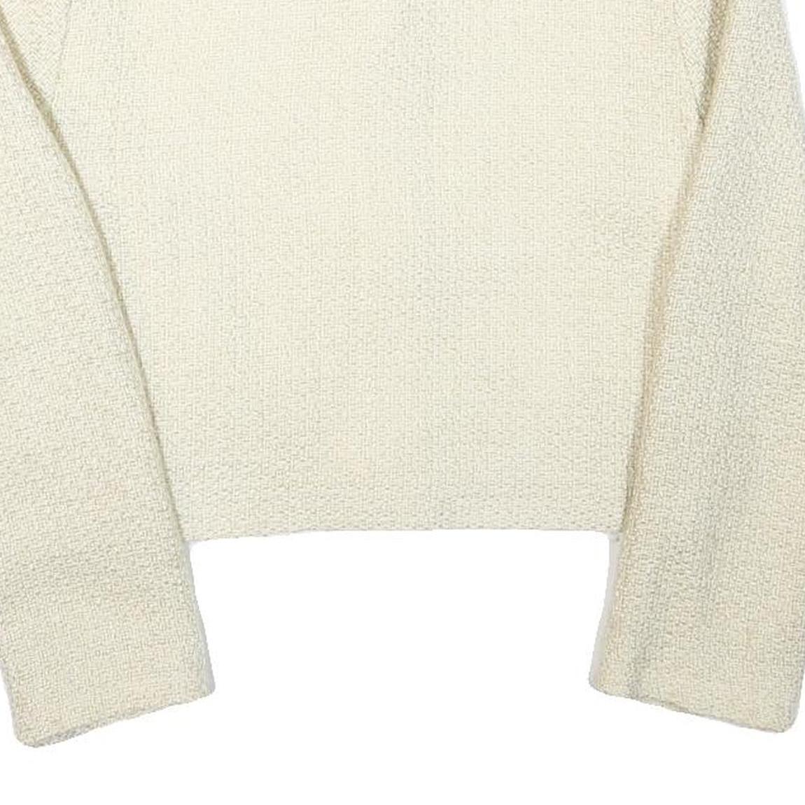 YES OR NO Womens Cream Button Jacket S Acrylic Blend Textured Classic