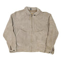 POUR LE SPORT Mens Beige Leather Zip Jacket M Suede Casual Outerwear