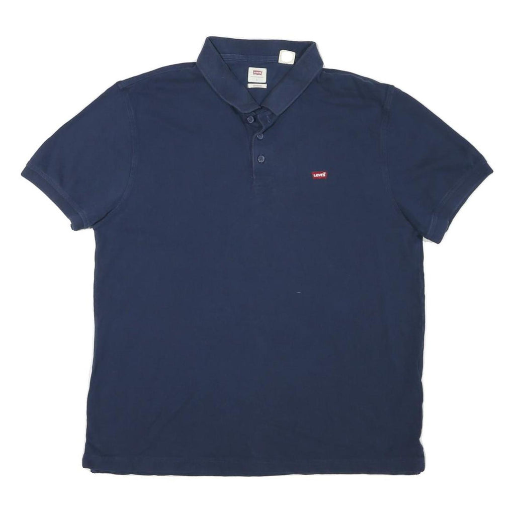 LEVI'S Mens Blue Short Sleeve Polo Shirt L Cotton Blend Casual Basic