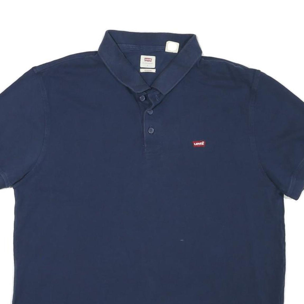 LEVI'S Mens Blue Short Sleeve Polo Shirt L Cotton Blend Casual Basic