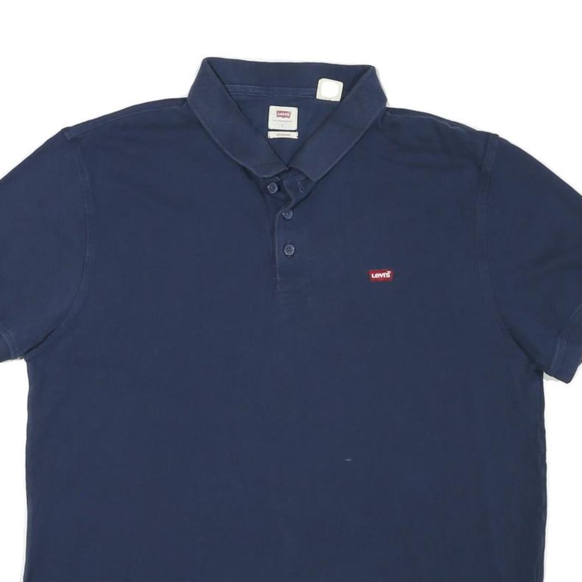 LEVI'S Mens Blue Short Sleeve Polo Shirt L Cotton Blend Casual Basic