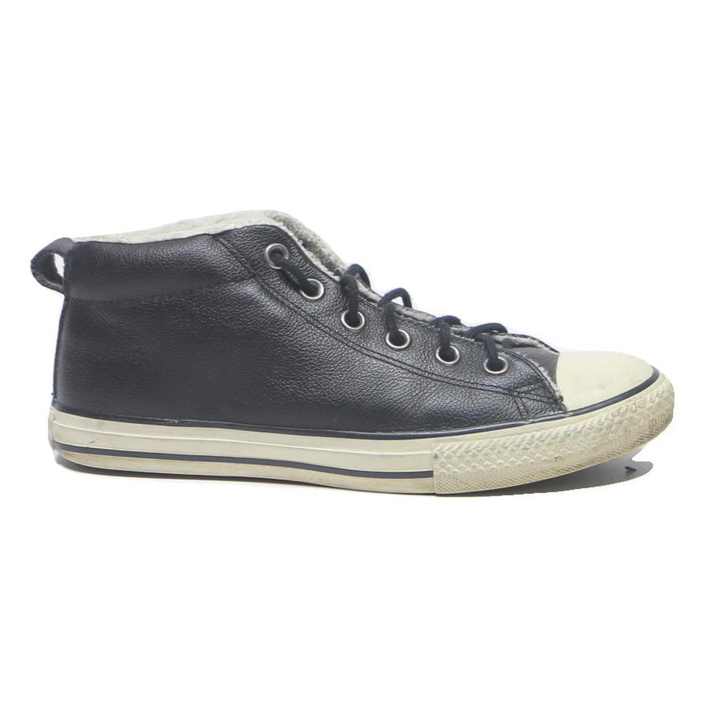 CONVERSE Womens Black Leather High Top Trainers UK 5.5 Classic Casual Footwear