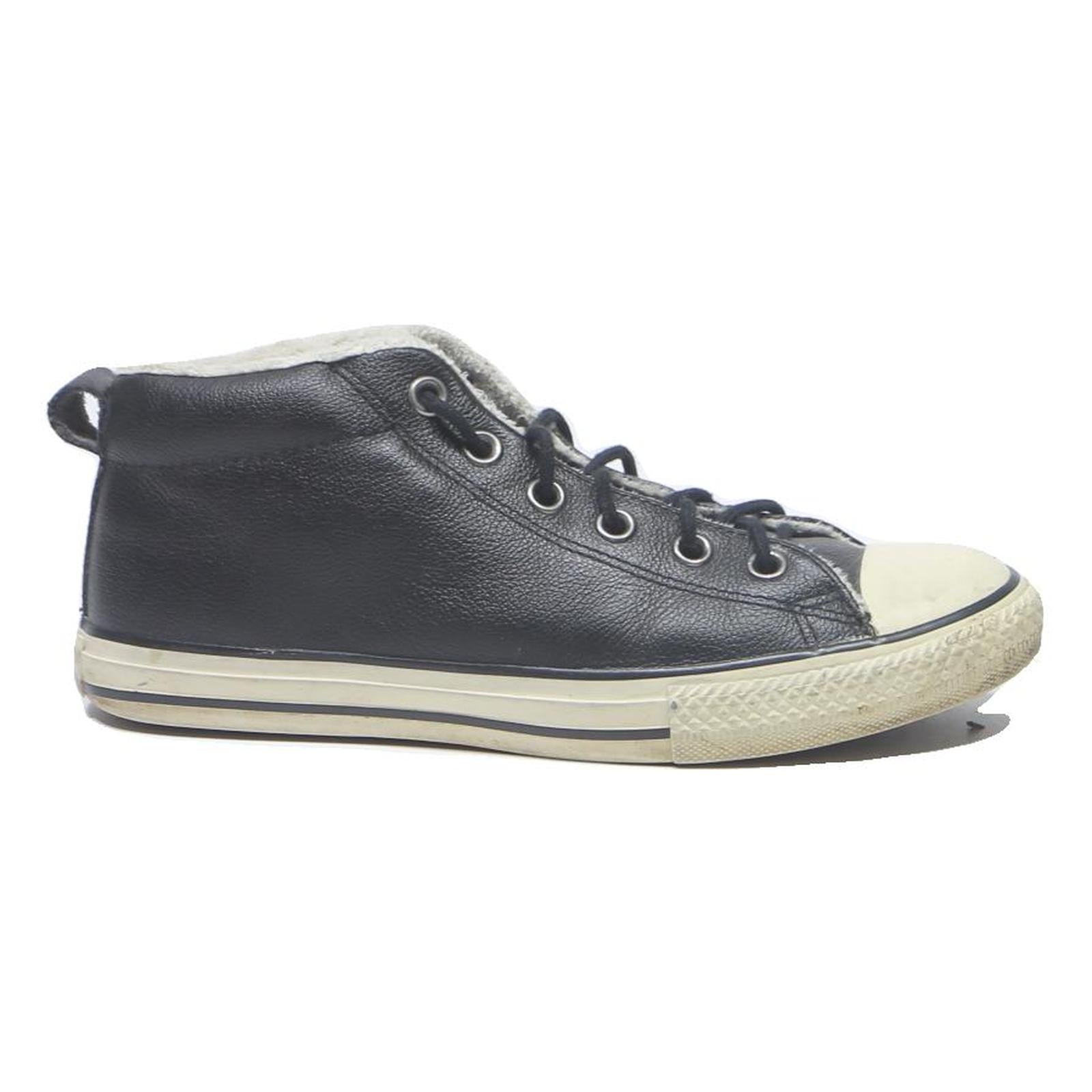 CONVERSE Womens Black Leather High Top Trainers UK 5.5 Classic Casual Footwear
