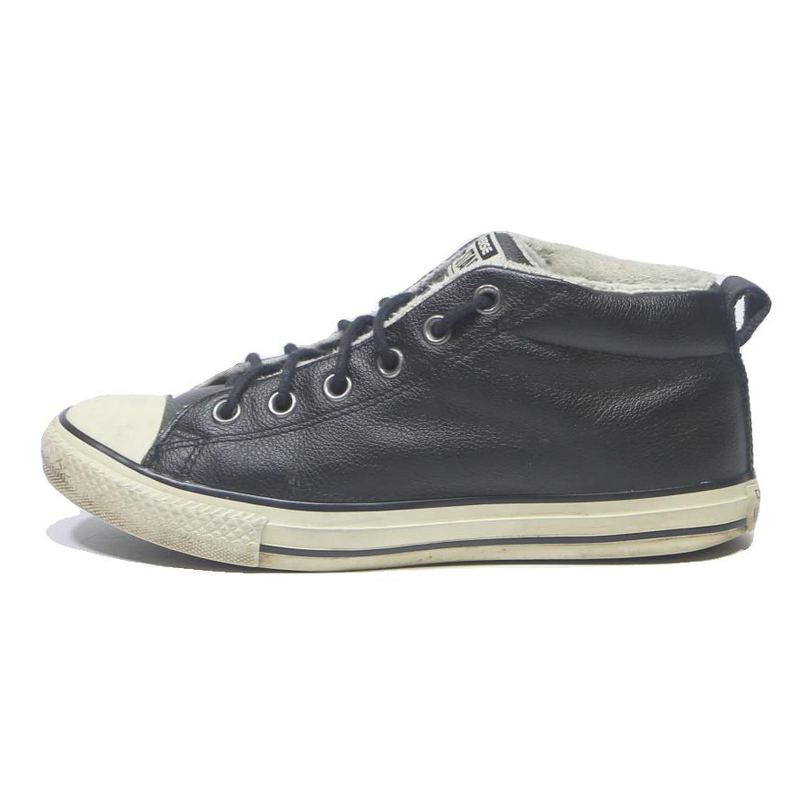 CONVERSE Womens Black Leather High Top Trainers UK 5.5 Classic Casual Footwear