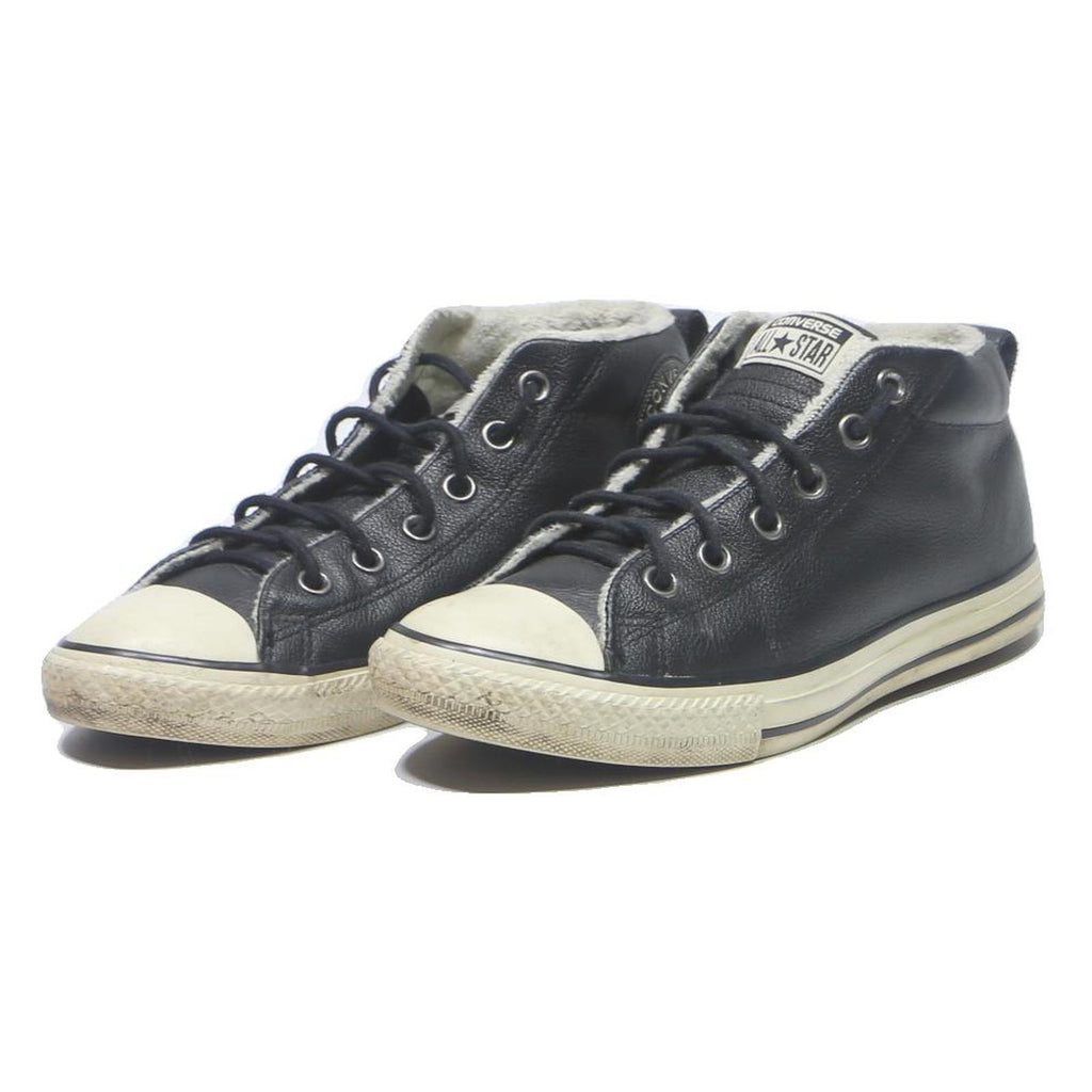 CONVERSE Womens Black Leather High Top Trainers UK 5.5 Classic Casual Footwear