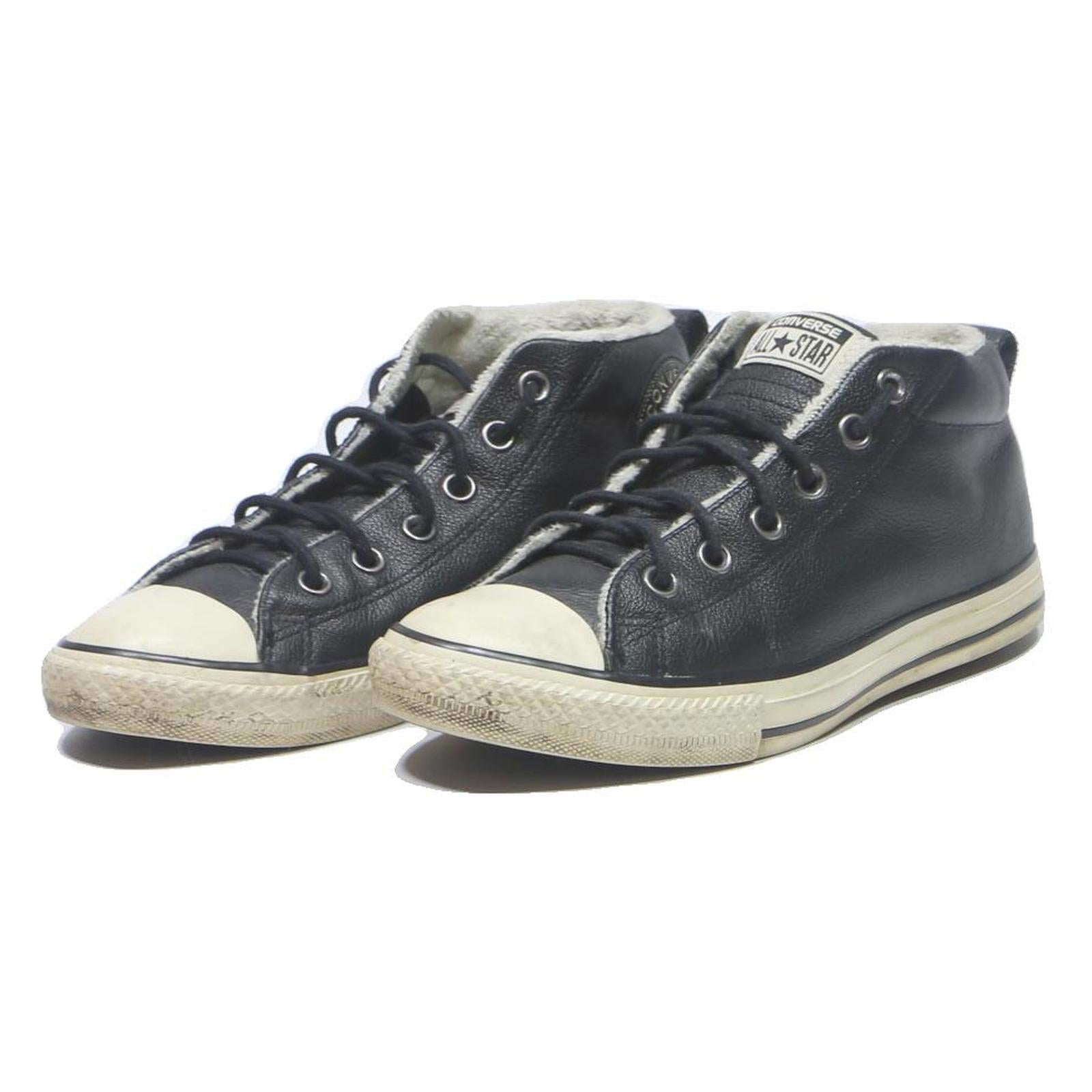 CONVERSE Womens Black Leather High Top Trainers UK 5.5 Classic Casual Footwear