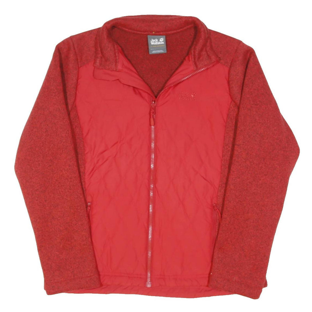 JACK WOLFSKIN Womens Red Quilted Jacket UK 10 Polyester Blend Outdoor Zip
