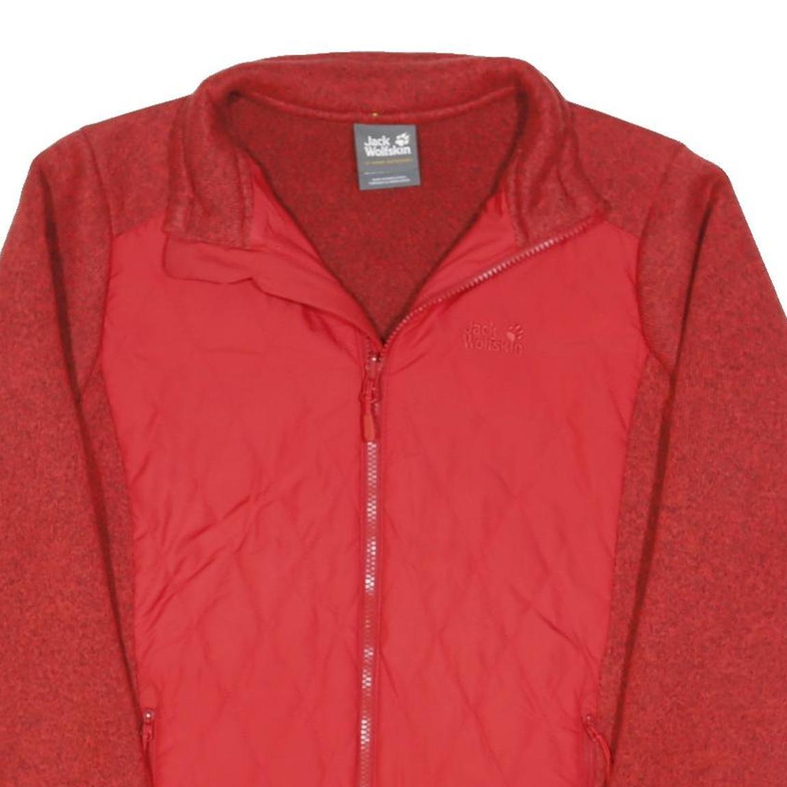 JACK WOLFSKIN Womens Red Quilted Jacket UK 10 Polyester Blend Outdoor Zip