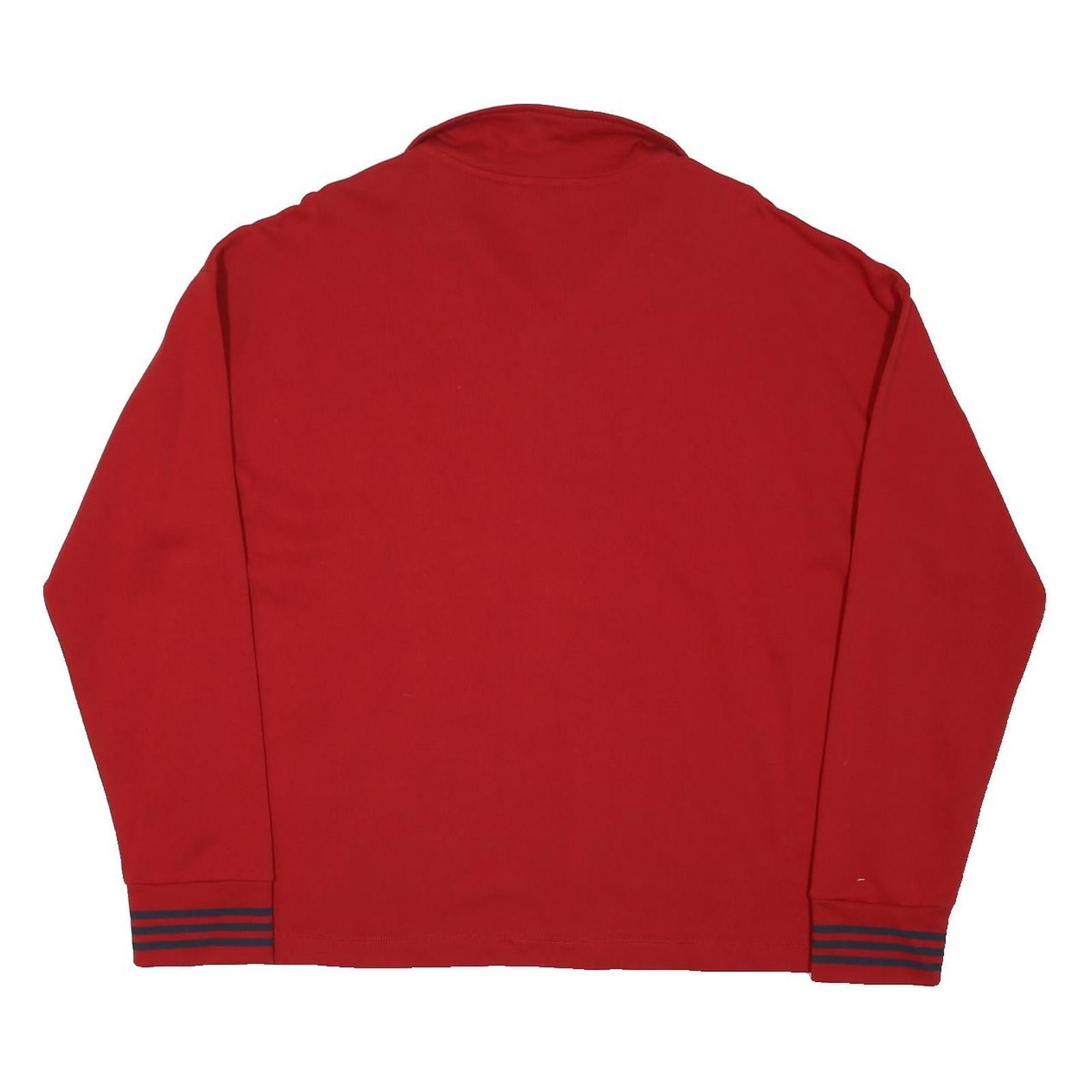 NAUTICA Mens Red 1/4 Zip Collar XL Cotton Blend Sweatshirt Striped Cuffs