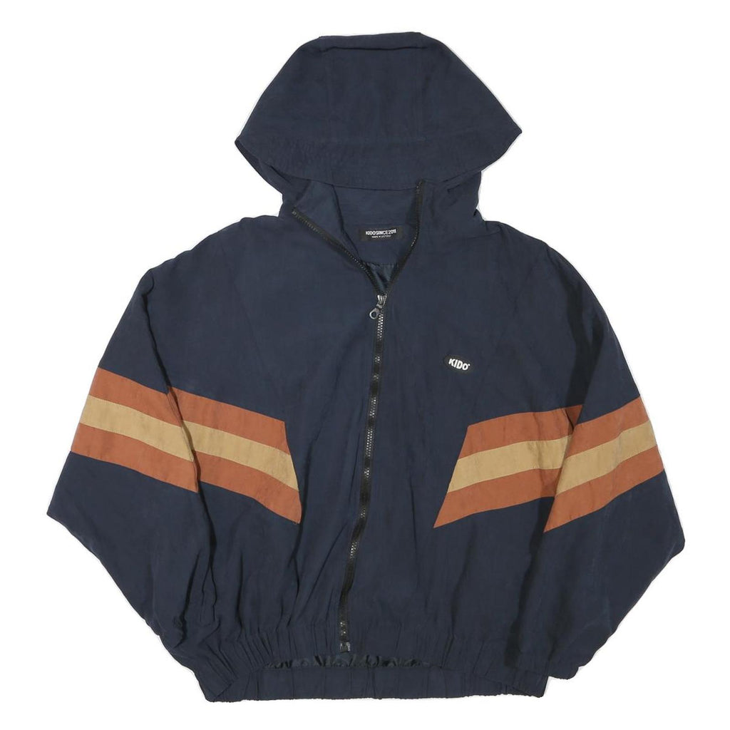 KIDSINCE2011 Womens Navy Blue & Brown Zip Jacket L Polyester Blend Colourblock